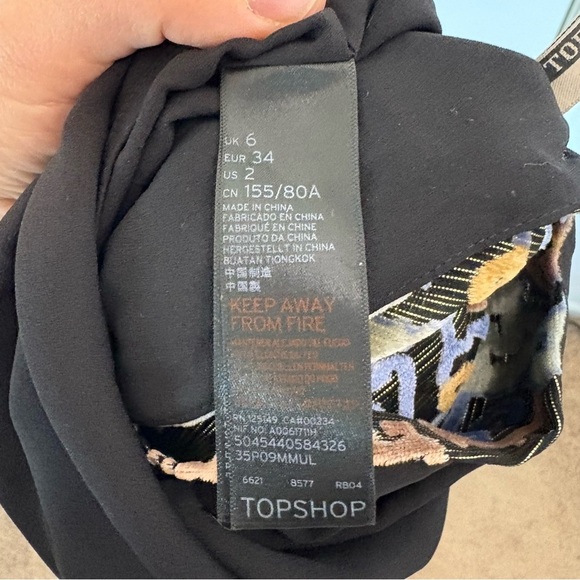 TOPSHOP Women Size 2 Floral Velvet 70s Style Front Slits Midi Dress Gold Fairy - Picture 9 of 14